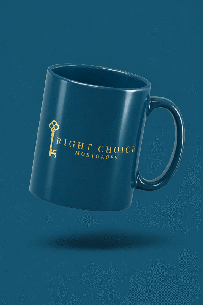 Right Choice Mortgages branded mug - design by BRAM