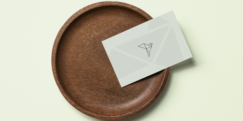 Parker Walsh brand identity in use — business card designed by BRAM