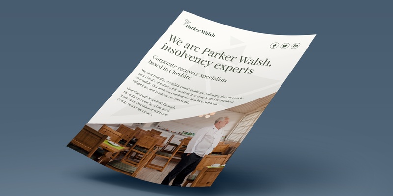 Parker Walsh print collateral — business cards and stationery designed by BRAM Sheffield