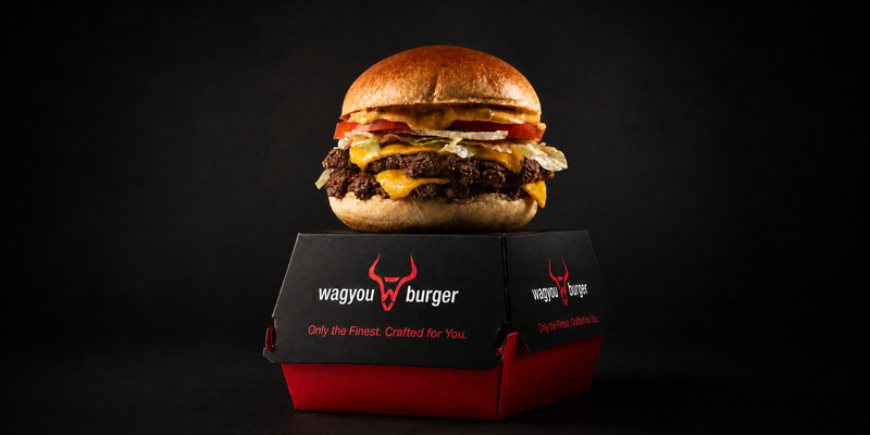Wagyou Burger packaging design — branded paper bag and delivery packaging designed by BRAM