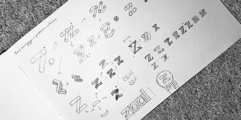 Zeal Mortgages logo design process — mortgage broker identity designed by BRAM Sheffield