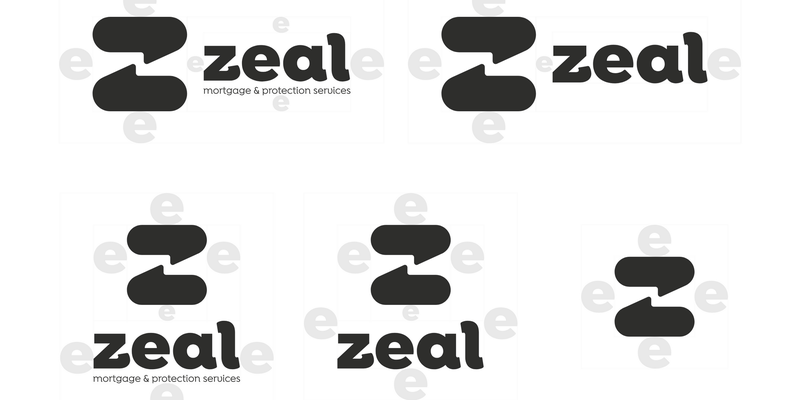 Zeal Mortgages logo workings — mortgage broker identity designed by BRAM Sheffield