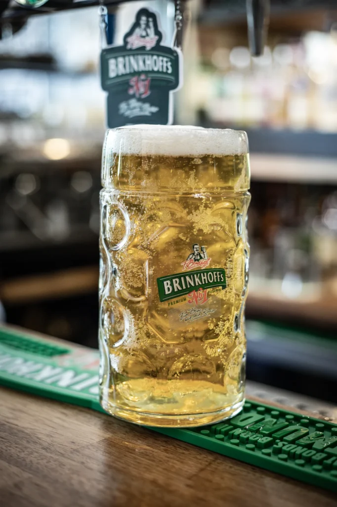 A pint of lager poured and ready to serve at KWB